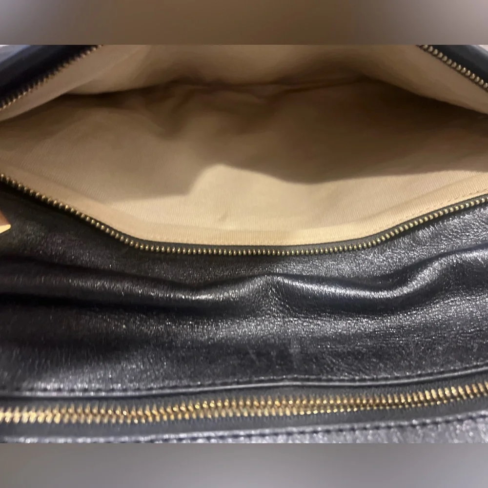 Authentic Tory Burch “Reva” Black Leather Fancy Shoulder Bag - Picture 9 of 10